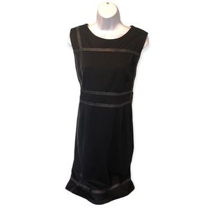 Dana Buchman Leather Detail Structured Sleeveless Black Dress, Size 16